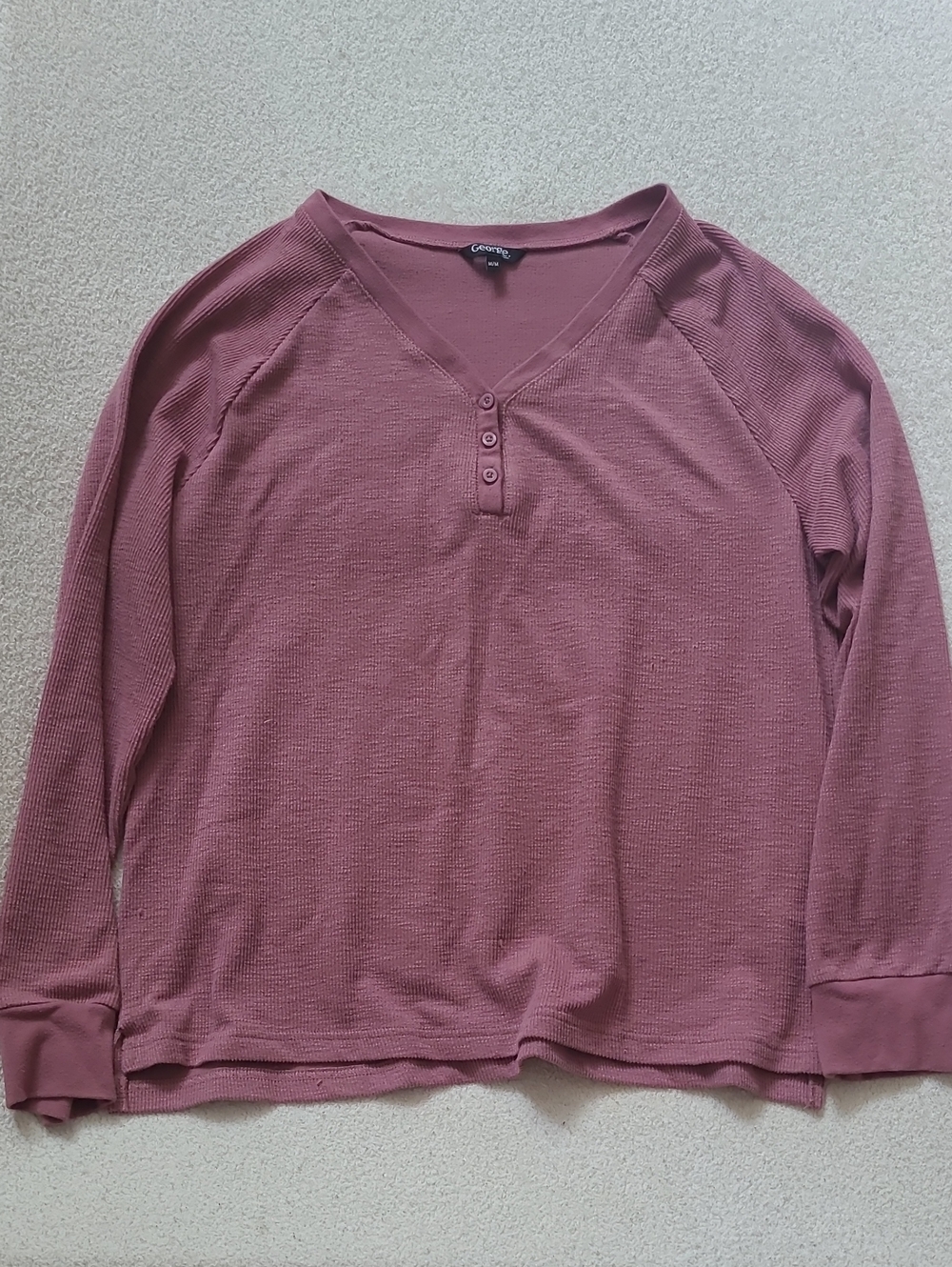 George Long Sleeve Henley Pink Medium Like New